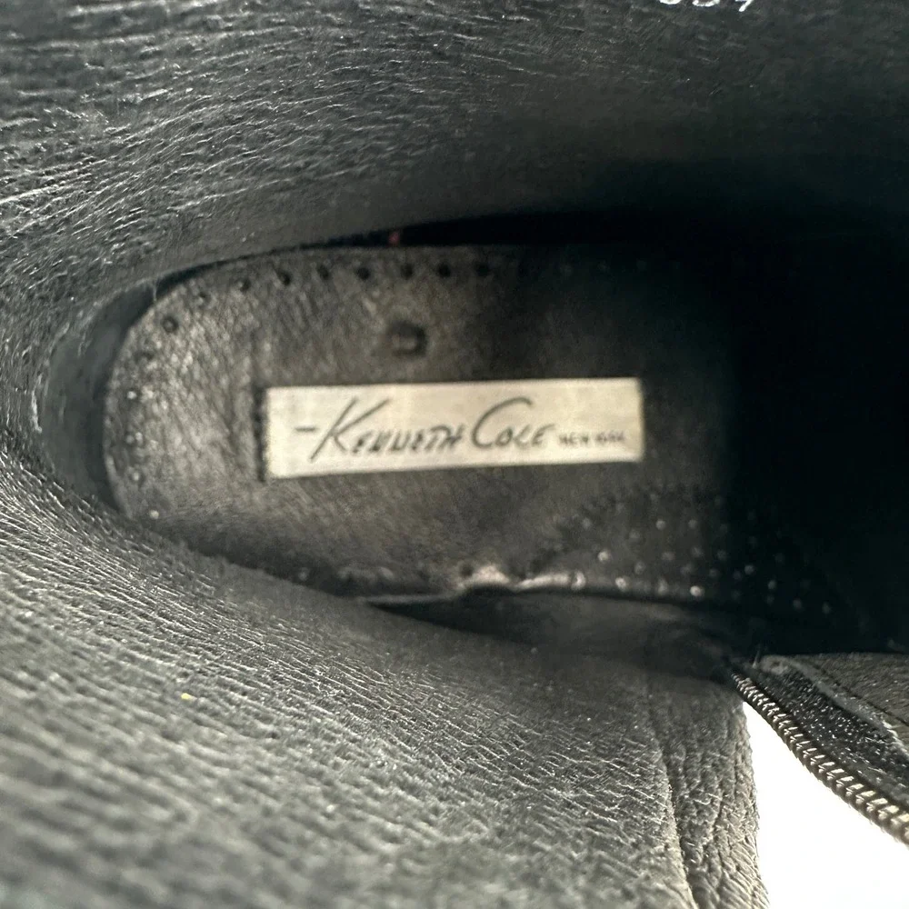 Kenneth Cole New York Micro Wave Gray Leather Side Zip Ankle Boots Mens 7.5M